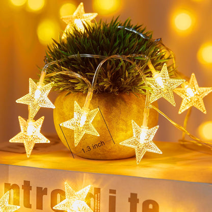 Star String Lights Battery Operated 17 ft 50 LED Star Fairy String Lights with Timer, Waterproof for Indoor Bedroom