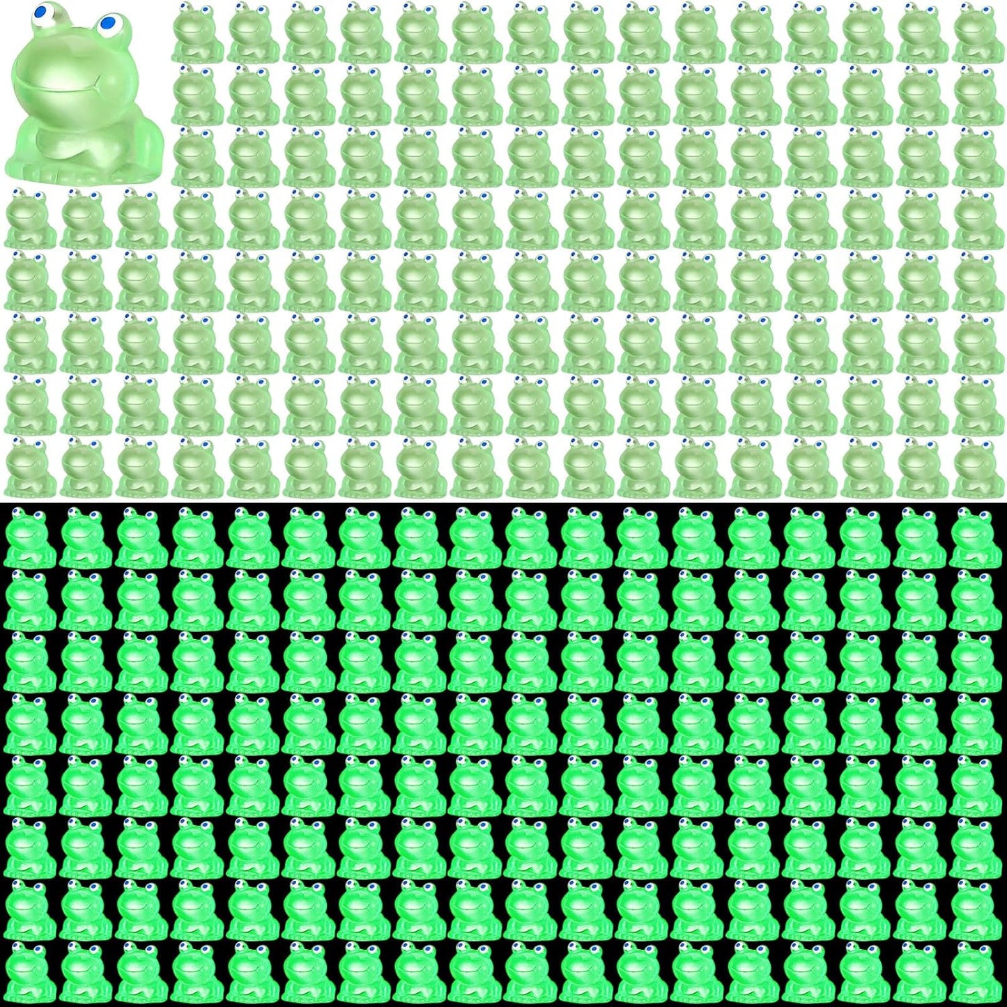 100 Pcs Frogs Miniature Figurines Animals Glow in The Dark Tiny Frogs for Garden Landscape