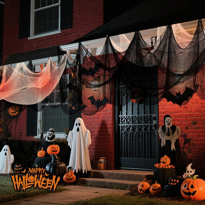 6Pcs Halloween Creepy Cloth 30×72inch Scary Halloween Fabric Gauze 2Pcs Blood 4Pcs Black Creepy Cloth for Yard