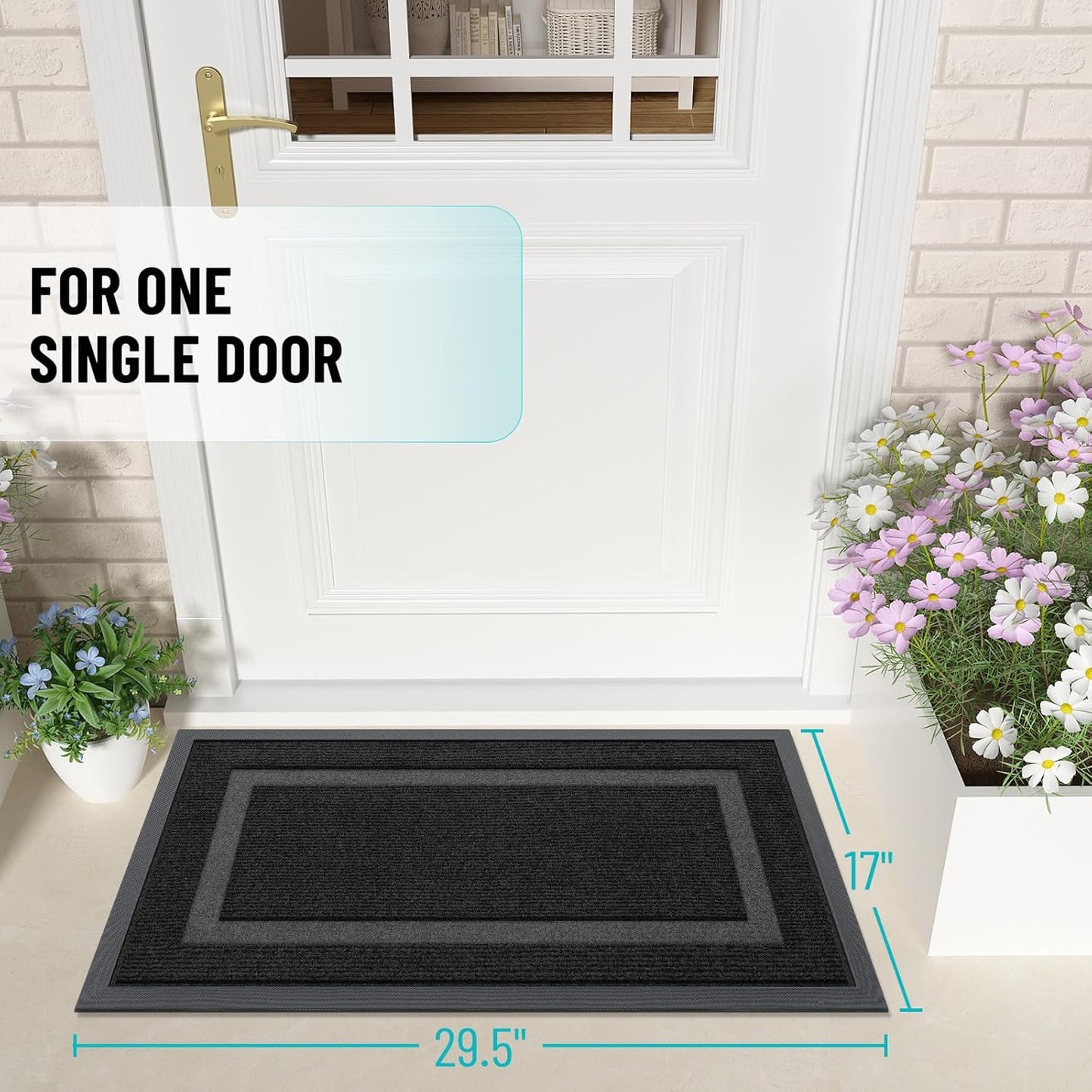 Front Door Mat Indoor Outdoor Entrance Waterproof All-Season All-Weather Doormat Sturdy Natural Rubber