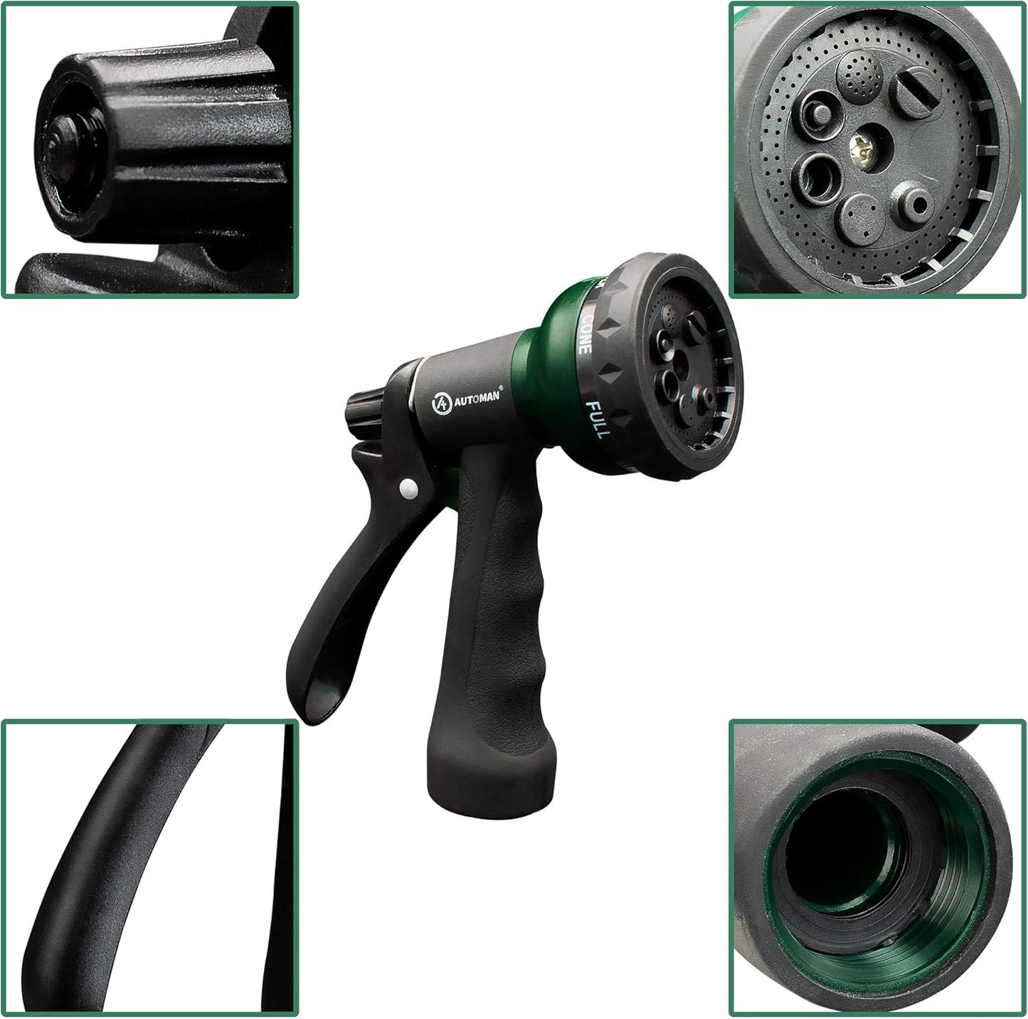 ABS Water Spray Nozzle with 7 Adjustable Watering Patterns Slip Resistant for Watering Plants