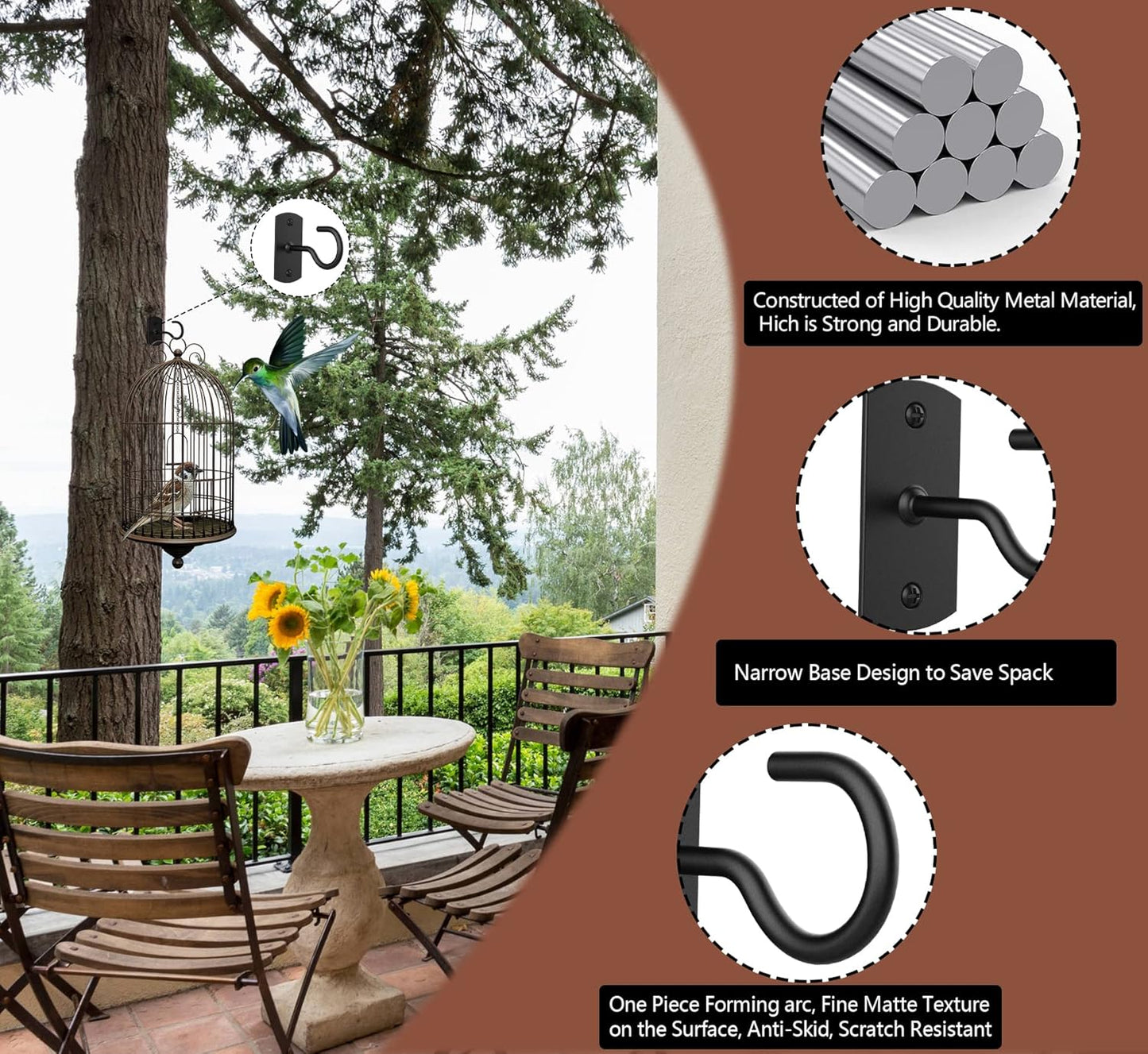 Hanging Plants 2Pack 2.5in Wall Plant Hooks for Plants Lights Planters Lanterns