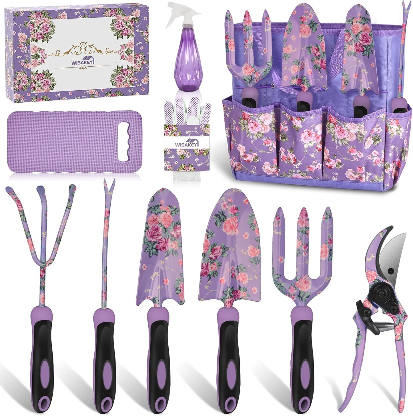 10 Piece Heavy Duty Purple Garden Tool Set Durable Garden Supplies Organizer Bag Garden Hand Tools