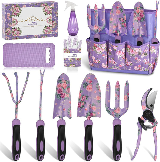 10 Piece Heavy Duty Purple Garden Tool Set Durable Garden Supplies Organizer Bag Garden Hand Tools