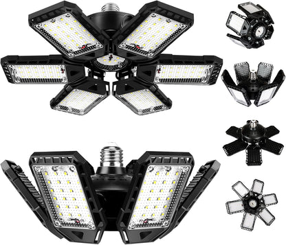 2 Pack 180W 18000LM 6500K Led Shop Light with 6 Plus 1 Deformable Panels Basement Barn Ceiling Lights