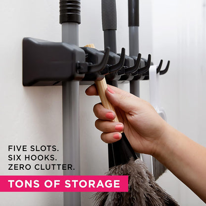 Mop & Broom Holder Wall Mount  Wall Hanging Organizer for Garden Tools Closet, and Utility Storage