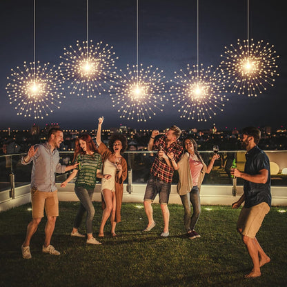 4 Pack 800 LED Starburst Sphere Lights, Battery Operated Firework Light 8 Modes Dimmable Remote Control Waterproof