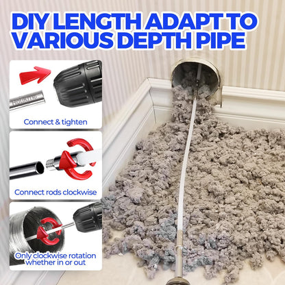 30 Feet Dryer Vent Cleaner Kit Flexible Lint Brush with Drill Attachment, Fireplace Chimney Brushes Extends Up to 30 Feet
