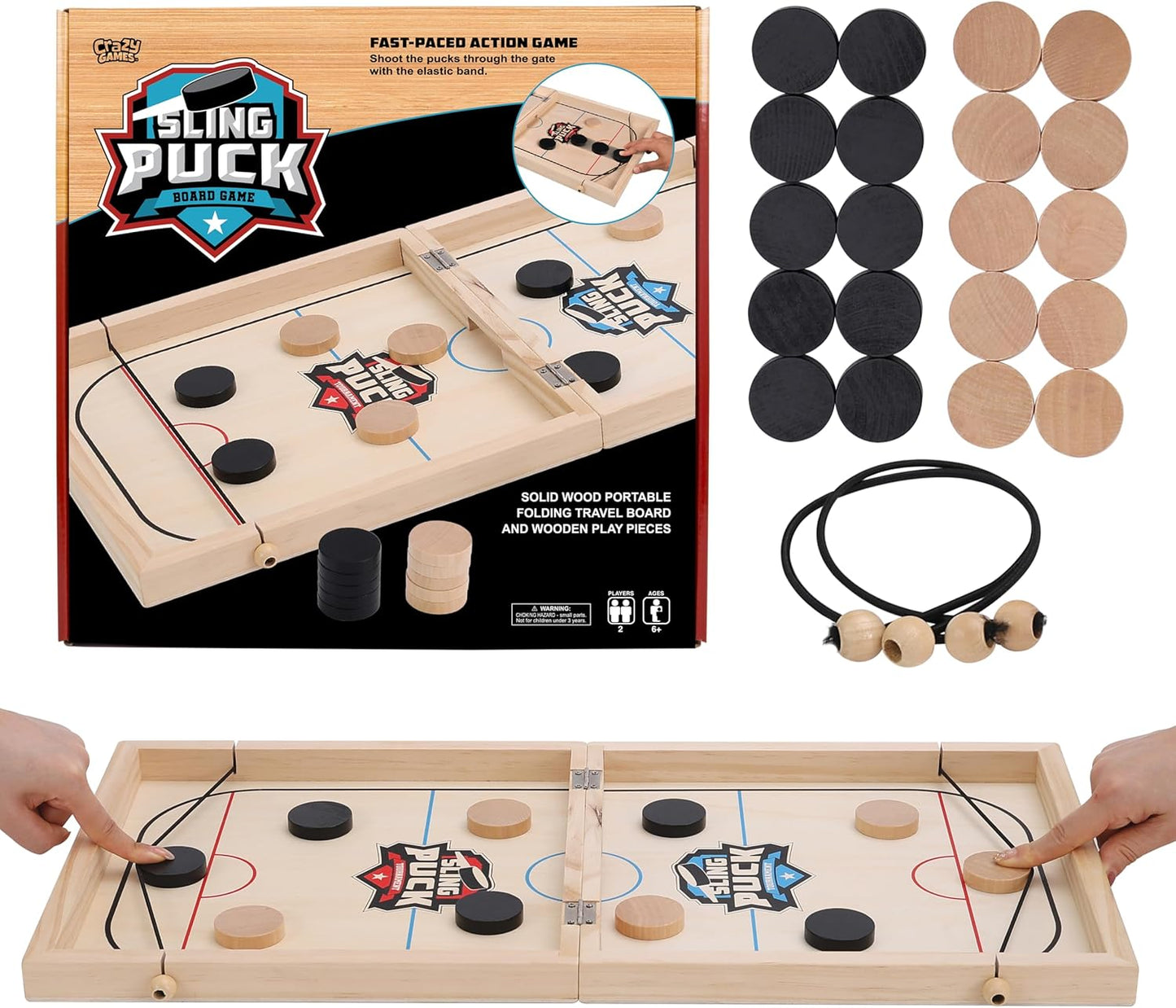 Super Winner Slingshot Puck Board Game Sling It Shot 2 Player Hockey Table for Kids Teen and Adults