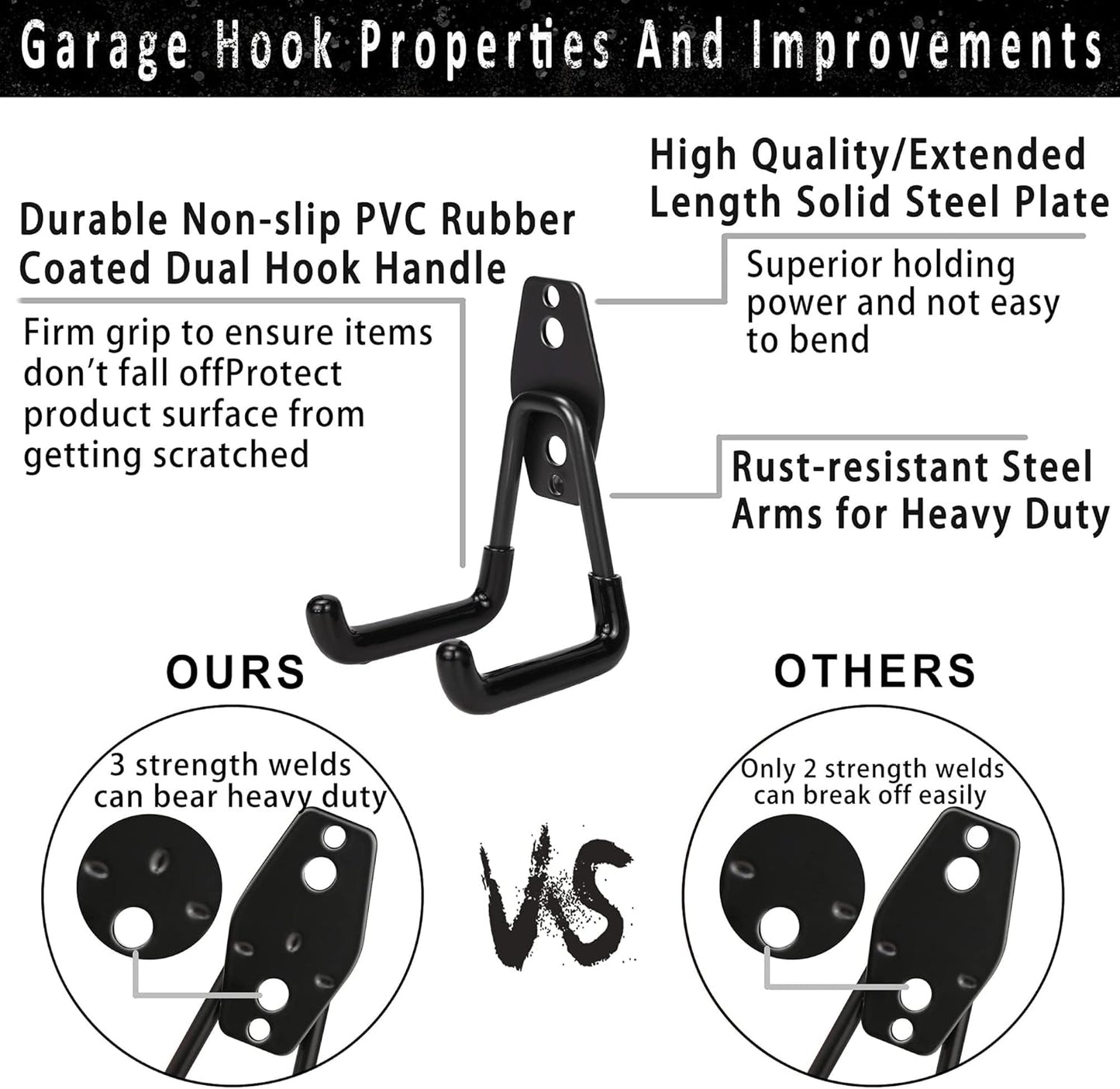 Storage Hooks  16 Pack Anti Slip Coating Heavy Duty Wall Mount Hooks for Hanging Bike Ladder