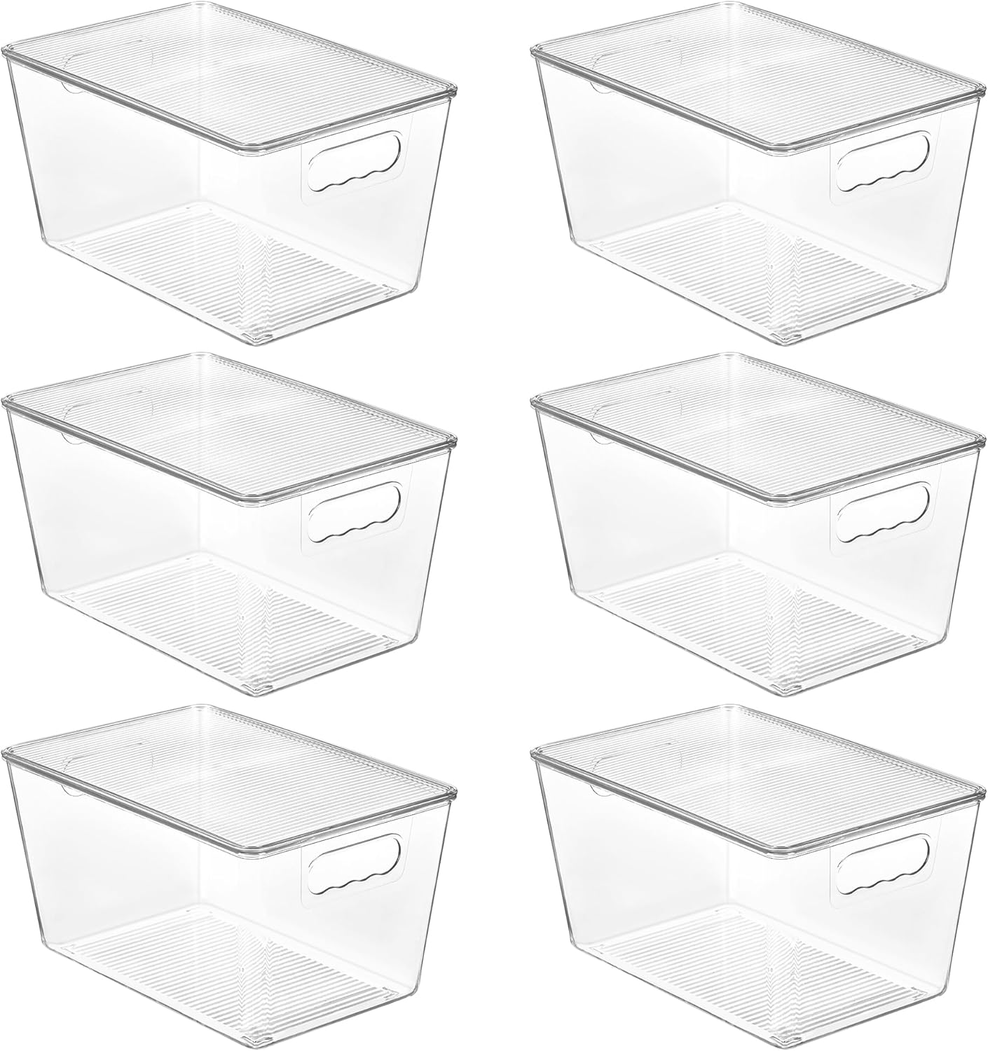 6 Pack Clear Stackable Storage Bins with Lids Large Plastic Containers with Handle for Pantry Organizer and Storage