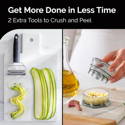 Garlic Crusher- Box Grater Vegetable Shredder with 3 Stainless Steel Blades Graters for Kitchen Cheese Graters with Handle