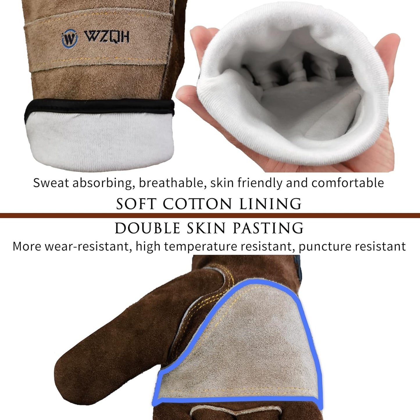 Leather Work Gloves for Men or Women Large Glove for Gardening Tig/Mig Welding, Construction, Chainsaw
