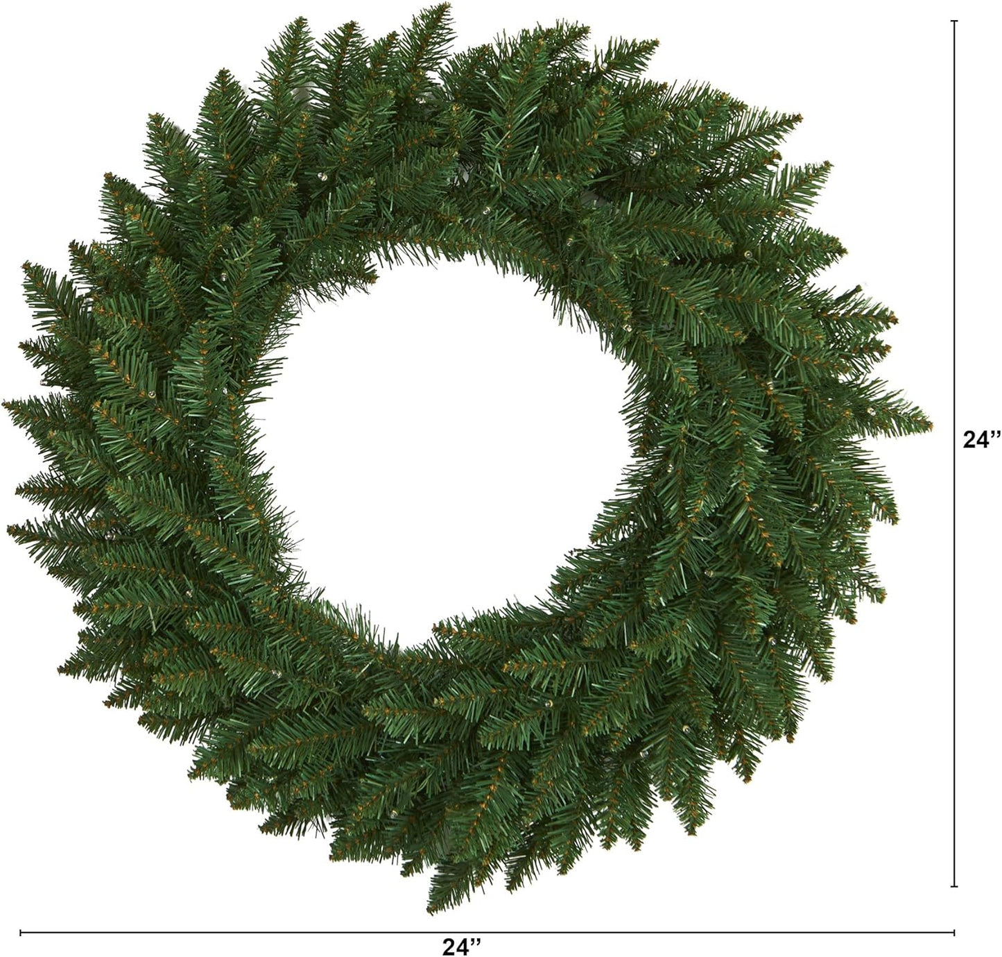 24in Artificial Pine Christmas Wreath, Faux Greenery with Clear LED Lights for Indoor Decor