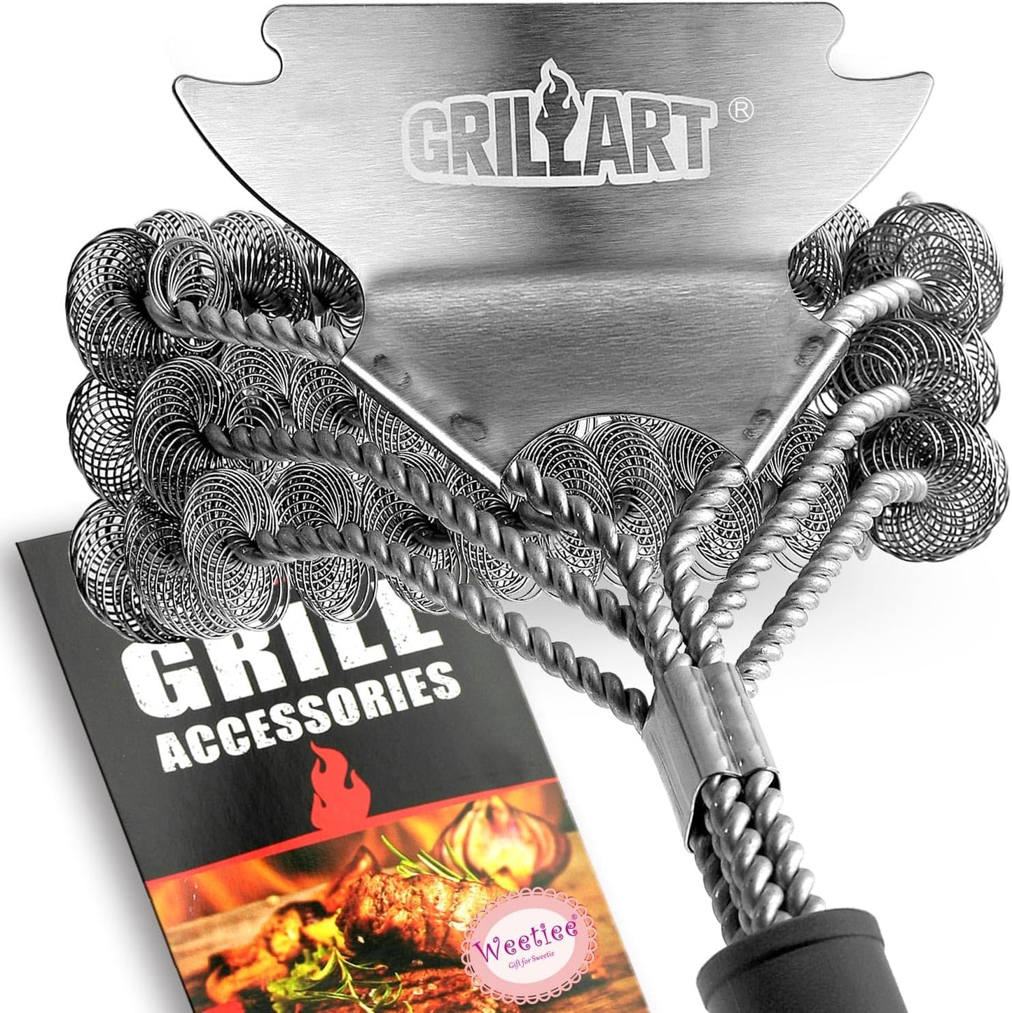 Safe BBQ Brush for Grill 18'' Stainless Grill Grate Cleaner Safe Grill Accessories for Porcelain