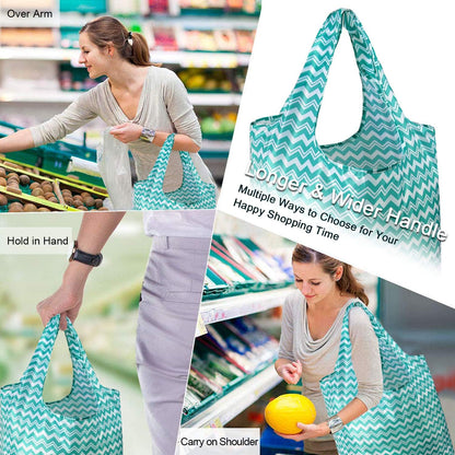 Grocery Bags Lightweight Durable Shopping Bags Washable Foldable 12 Pack Xlarge Classic Geometric Design