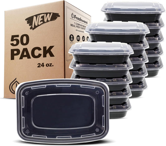Meal Prep Containers [50 Pack] 1 Compartment with Lids Food Storage Containers Bento Box, BPA Free