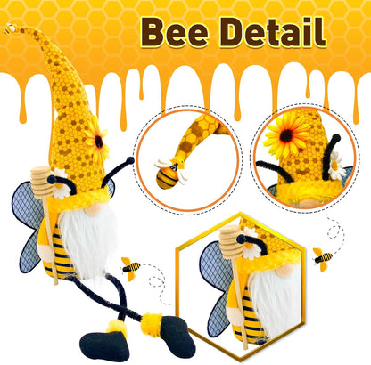 Spring Decorations for Home Office Indoor Yellow Honey Bumble Bee Sunflower Plush Gnomes Doll