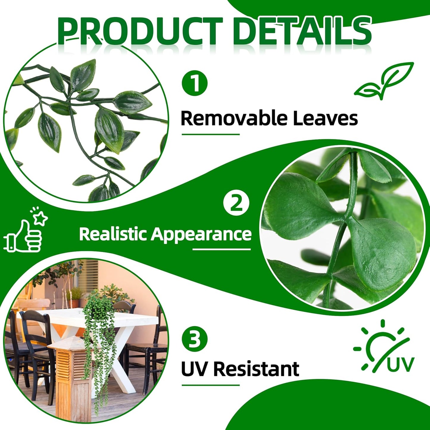 4 Pack Fake Potted Greenery Faux Eucalyptus Vine Mandala Vine String of Pearls Pea pod Leaves in Pot