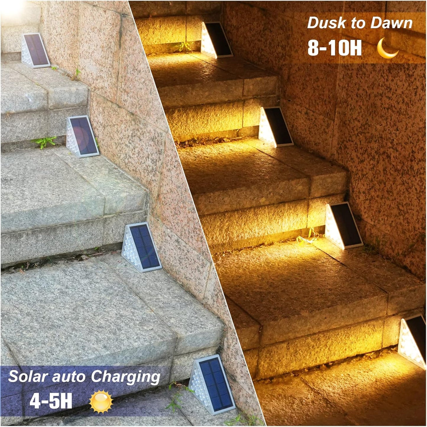 6 Pack Solar Step Lights Outdoor Waterproof IP67 LED Outdoor Step Light Outdoor Light Decor