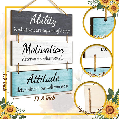 Wall Decor Inspirational Motivational Plaques with Sayings Rustic Wooden Hangings Ability Sign