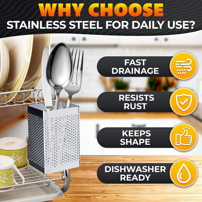 Dishwasher Chopstick Basket 2.75" x 2.75" x 3.93" Stainless Steel Utensil Holder Rust-Resistance Chopstick Holder