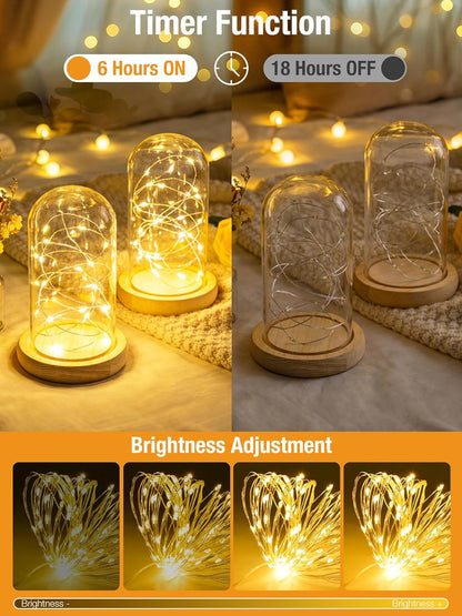 4 Pack Fairy Lights Battery Operated with Timer 16FT 50LED Twinkle String Lights Battery Powered 8 Modes Dimmable