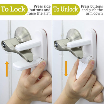 2 Pack Prevents Toddlers from Opening Doors  Easy One Hand Operation for Adults  Durable ABS with 3M Adhesive Backing