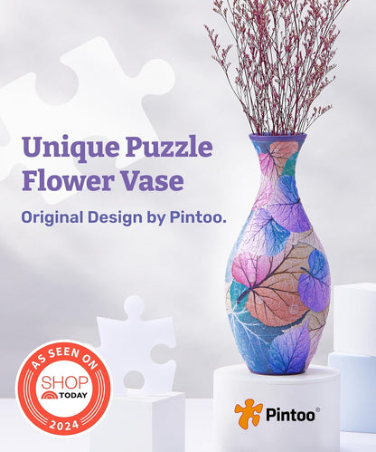 3D Puzzle Unique Flower Vase Made by 160 Curved Plastic Puzzle Pieces House Warming Gift