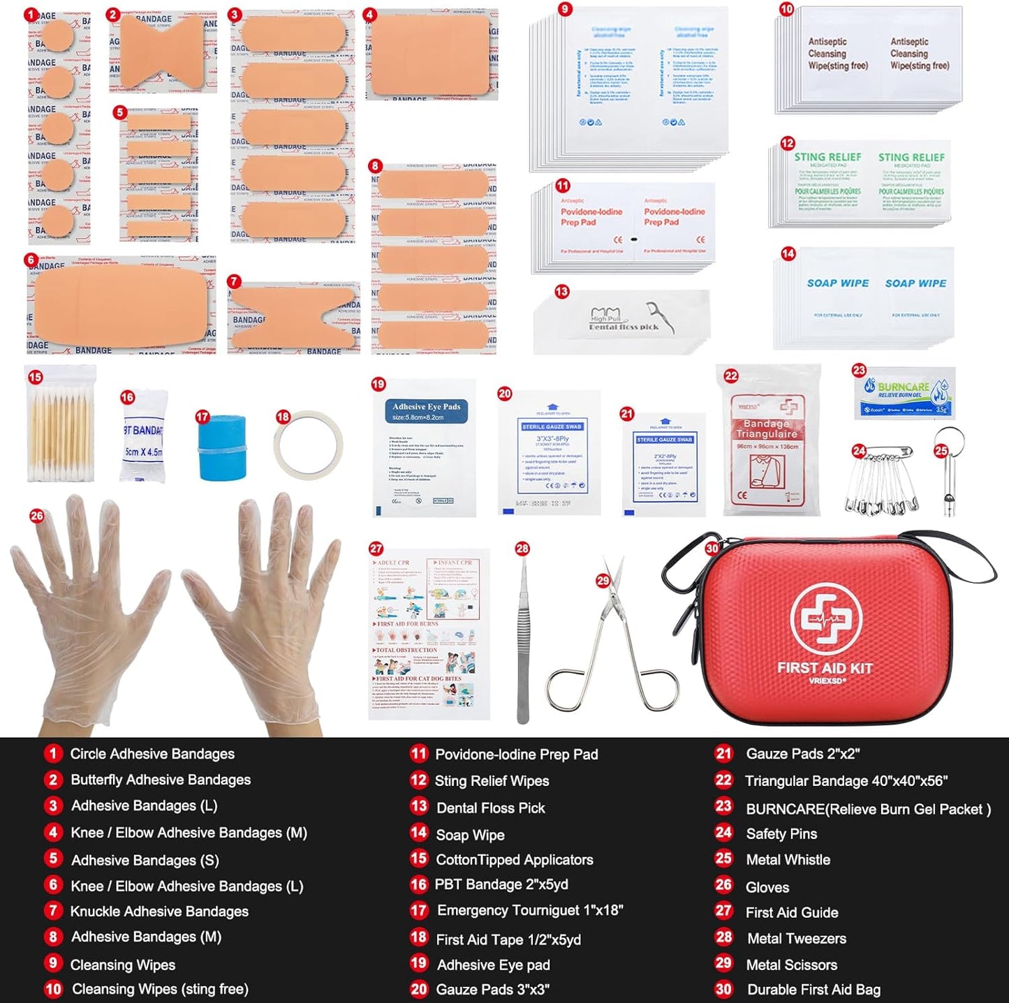 150 Piece Small Waterproof Hard Shell Medical Kit for Home Car Travel Camping, Truck Hiking, Sports Office