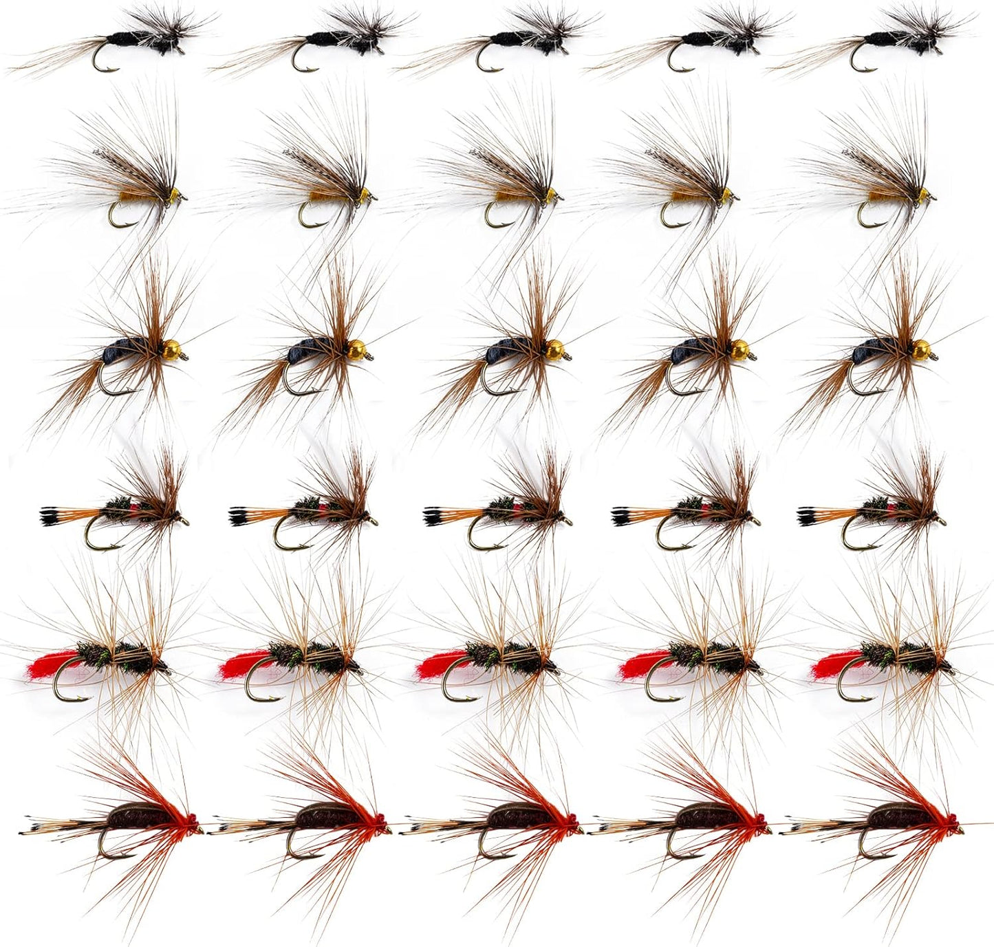 30pcs Fly Fishing Lures Dry Flies Wet Flies Streamers Nymphs Flies Fly Fishing Assortment Kit