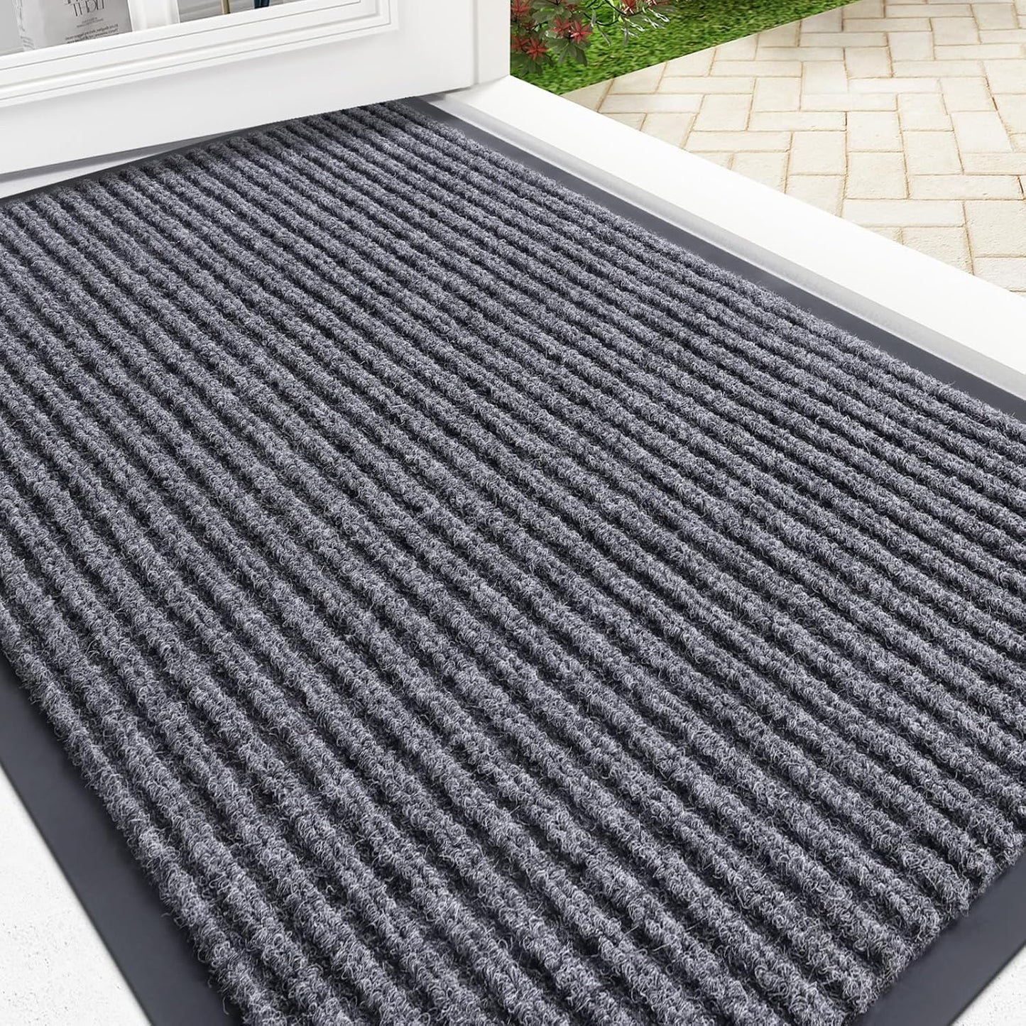 Mat Indoor Outdoor Entrance Waterproof Heavy Duty Doormat, Fade Resistant Low Profile