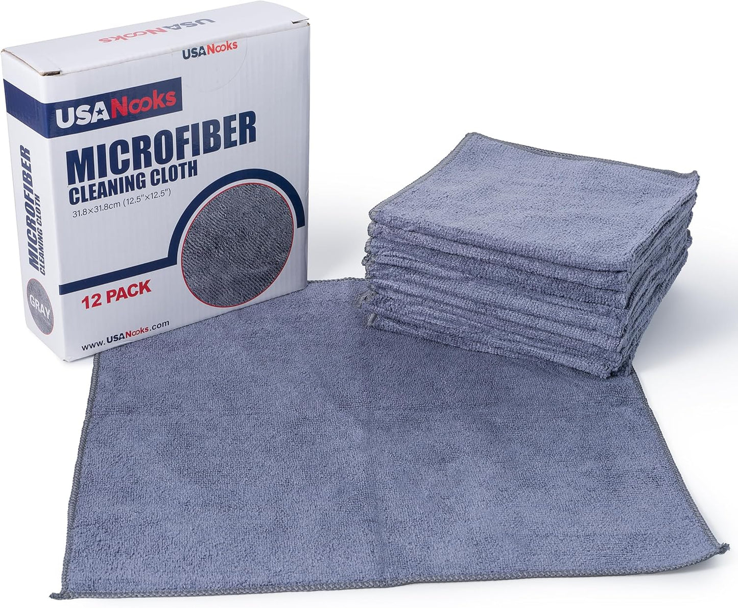 12 Pcs (12.5"x12.5") High Performance  1200 Washes Ultra Absorbent Microfiber Towel Weave Grime & Liquid