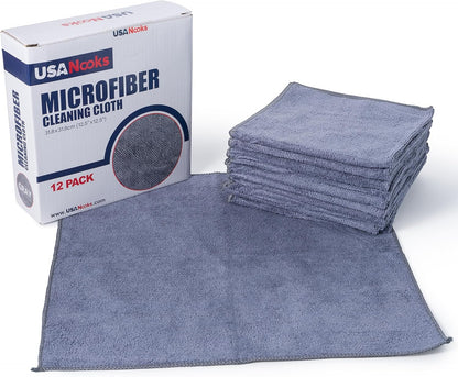 12 Pcs (12.5"x12.5") High Performance  1200 Washes Ultra Absorbent Microfiber Towel Weave Grime & Liquid