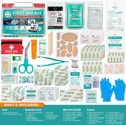 295 Pieces Professional First Aid Kit HardCase First Aid Box Contains Premium Medical Supplies for Travel Home Office
