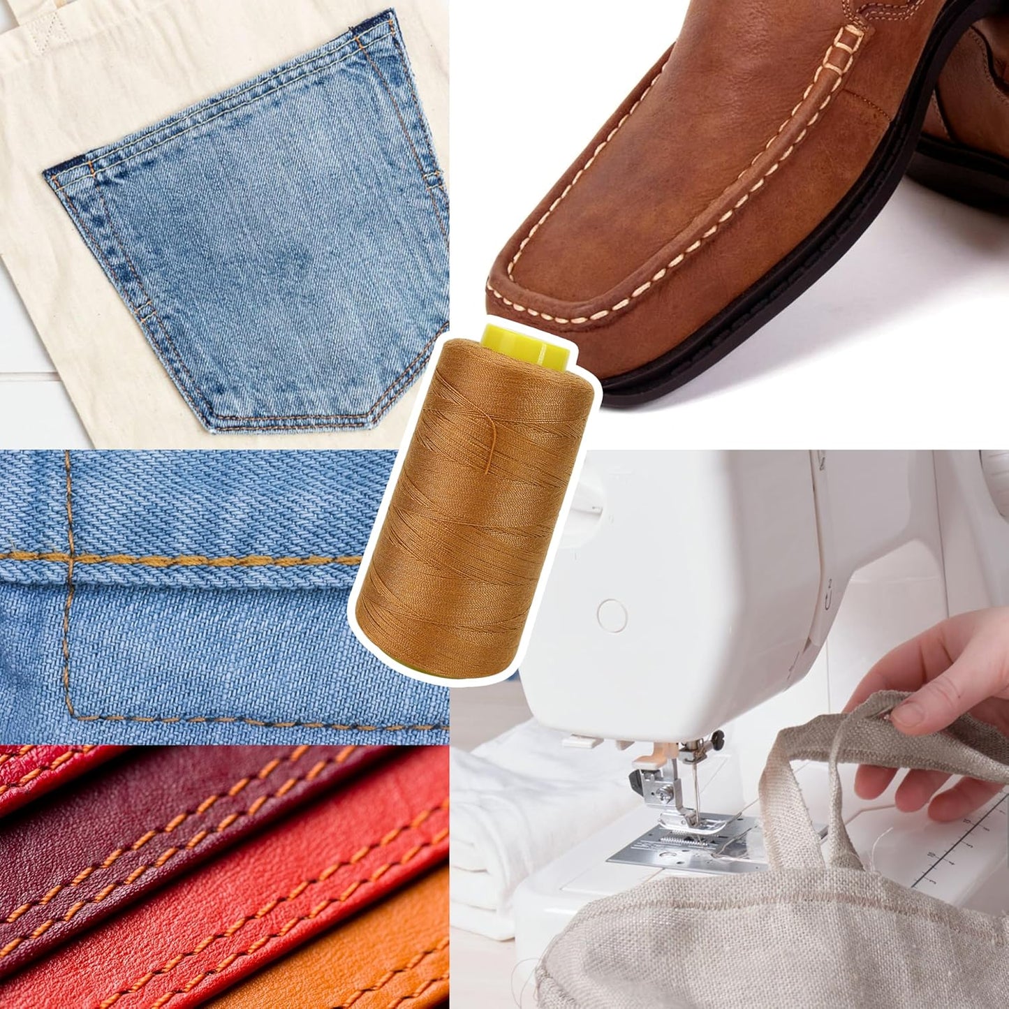 Denim Thread 20s/2 Heavy Duty Strong Thick Bonded Cone Spools for Blue Jeans Shoes Bag Canvas Leather Nylon