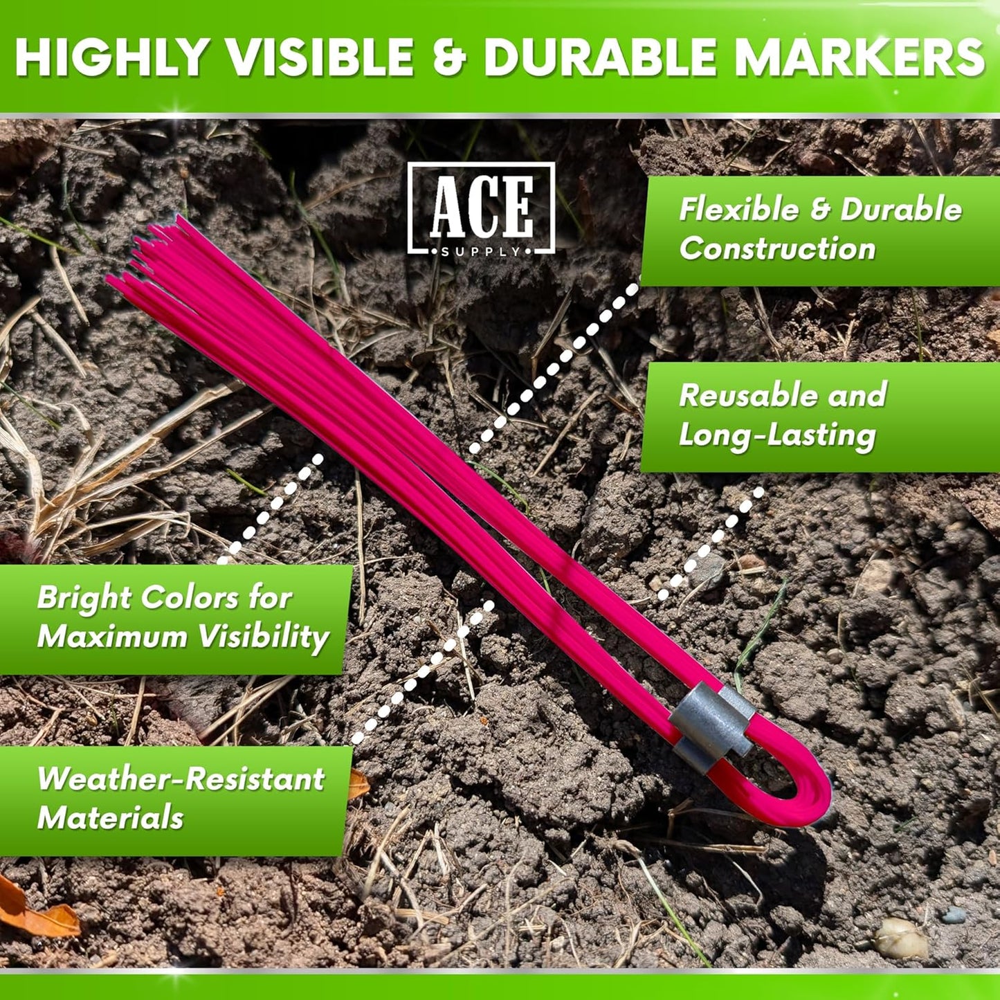 250 Pack Durable Marking Whisker Set Use Survey Whiskers As Survey Stakes Construction Markers