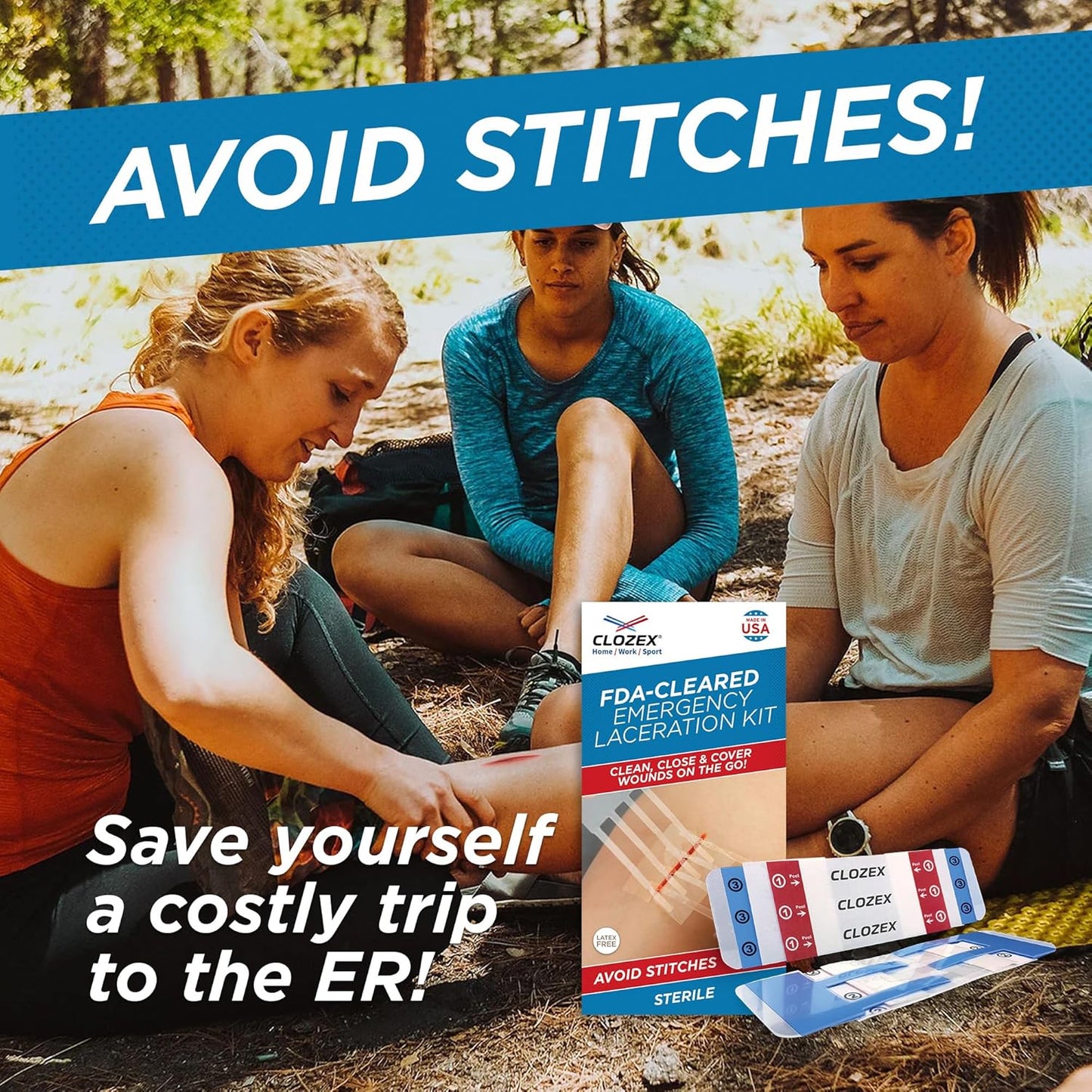 Complete Emergency Laceration Kit Repair Wounds Without Stitches FSA HSA Eligible Skin
