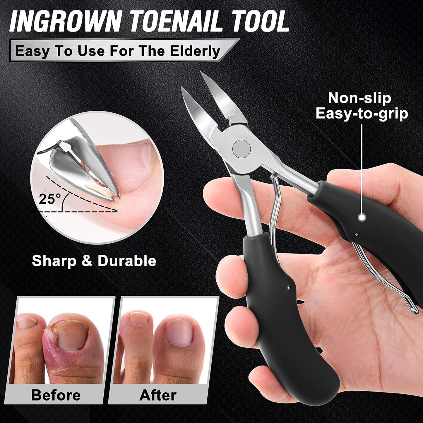 Clippers for Seniors Thick Toenails Aucurwen Heavy Duty Toe Nail Clippers Adult Thick Nails Long Handle