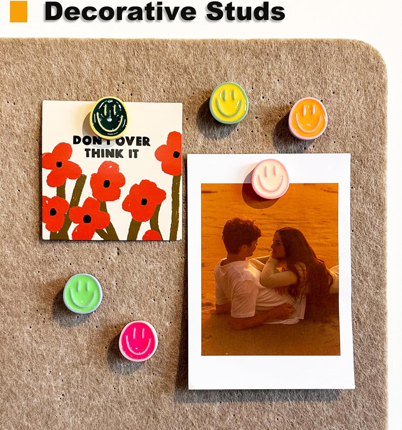 24 Smiley Face Decorative Push Pins Cute Bulletin Board Push Pins Thumbtacks for Cork Boards