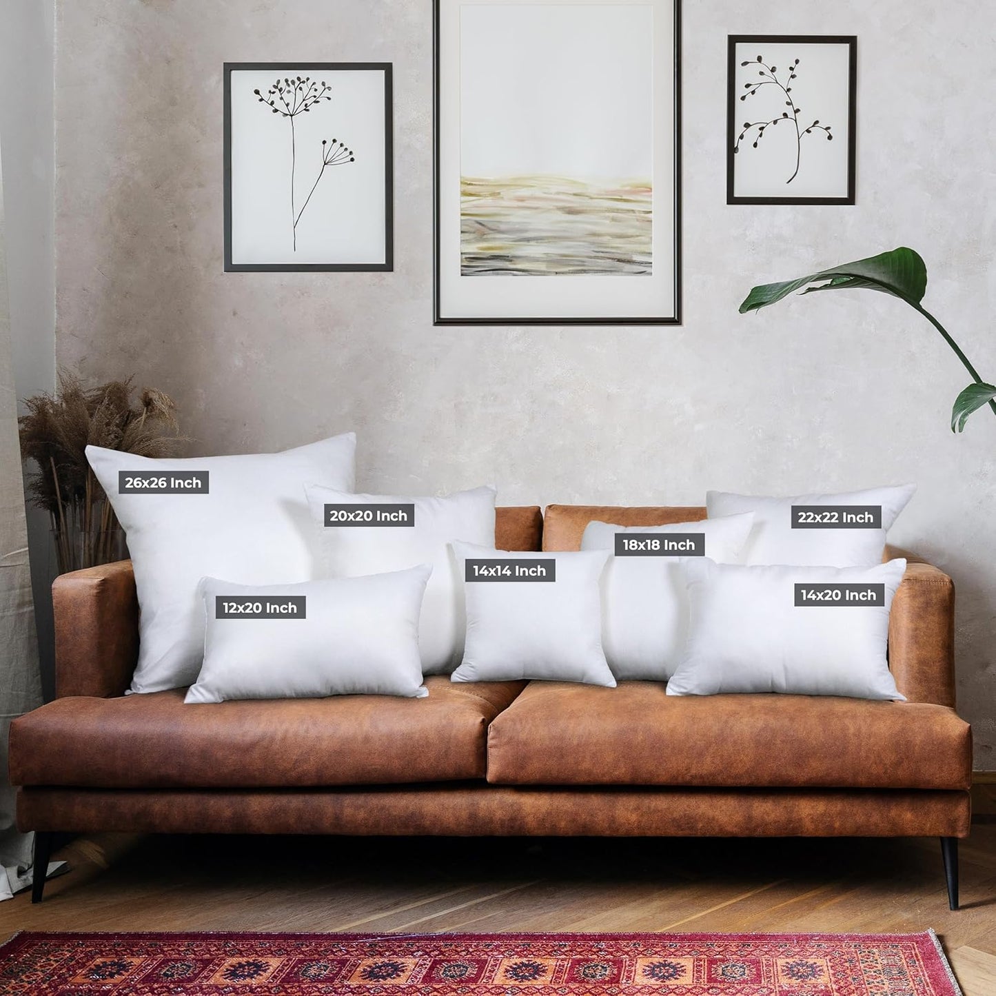 Bedding Throw Pillows (Set of 4 White)  18 x 18 Inches Down Alternative Pillows for Bed Sofa and Couch