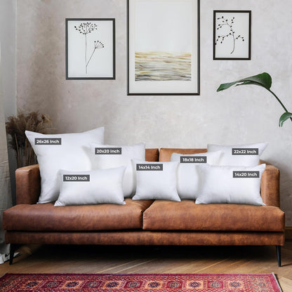 Bedding Throw Pillows (Set of 4 White)  18 x 18 Inches Down Alternative Pillows for Bed Sofa and Couch