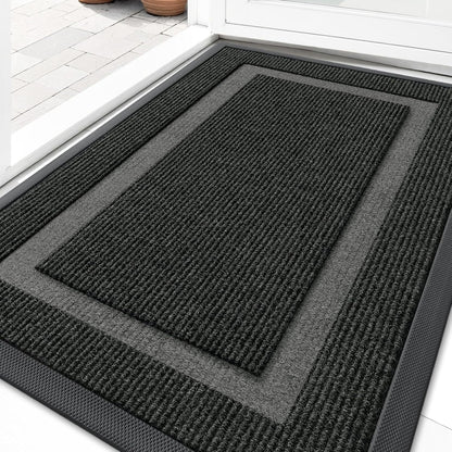 Front Door Mat Indoor Outdoor Entrance Waterproof All-Season All-Weather Doormat Sturdy Natural Rubber