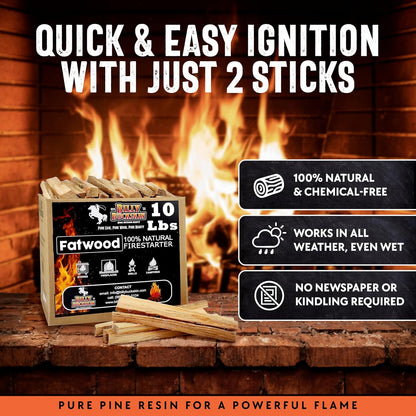 Natural Fire Starters for Campfires Firepit Fireplaces BBQ, Wood Stoves  Easy Ignition w/Just 2 Sticks