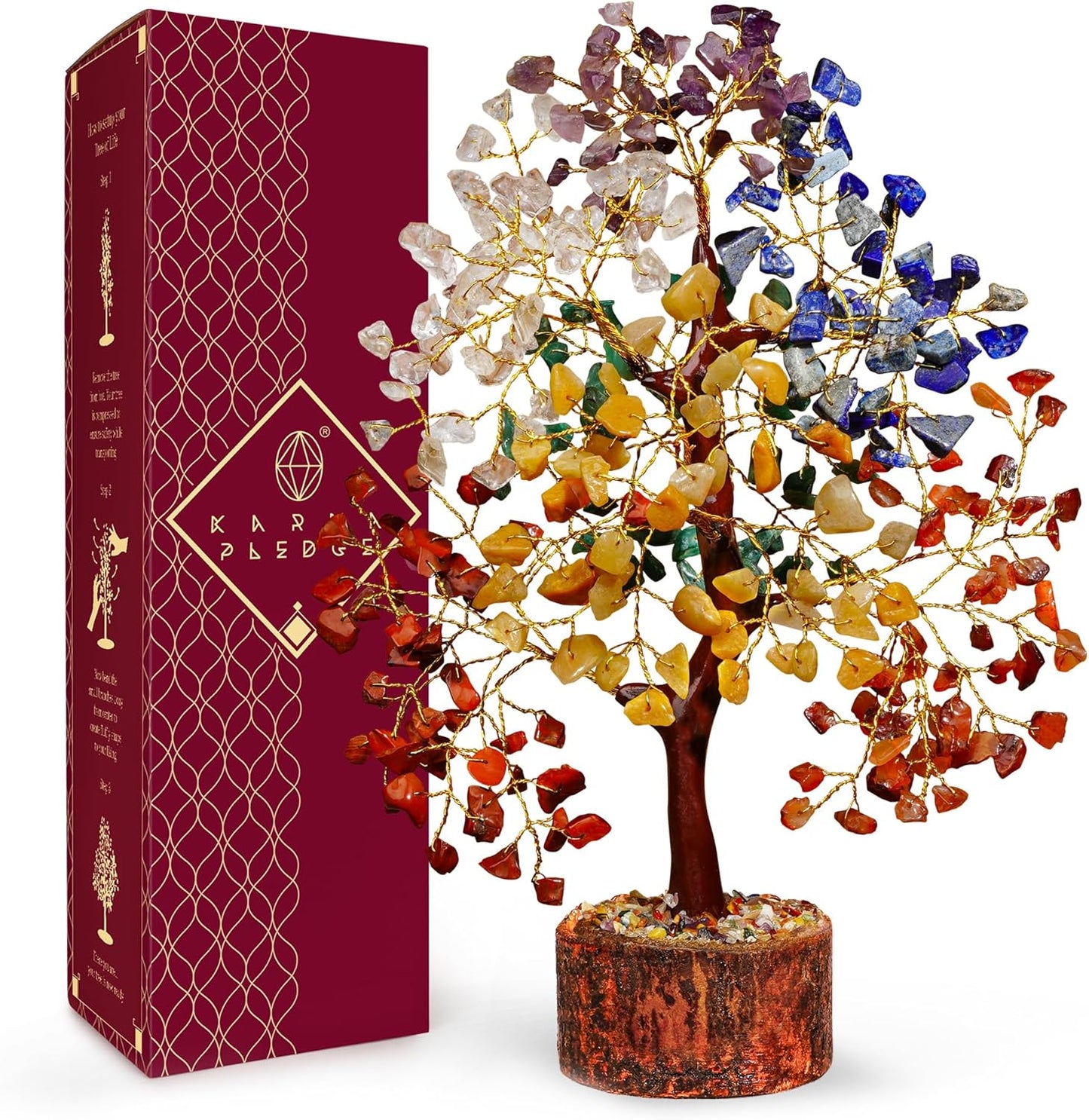Tree of Life 7 Chakra Birthday Gifts for Women, Unique Gifts for Her Home and Office Decor Handmade Healing Crystals Tree Bring Positive Energy