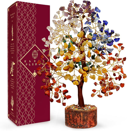 Tree of Life 7 Chakra Birthday Gifts for Women, Unique Gifts for Her Home and Office Decor Handmade Healing Crystals Tree Bring Positive Energy