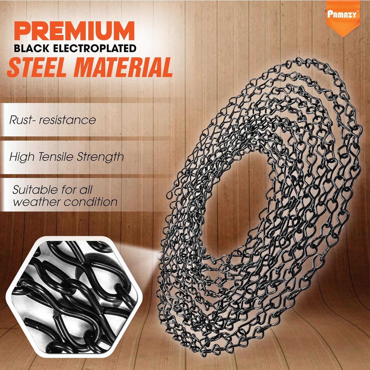 Steel Hanging Chain with S-Hooks Snap Hooks Ceiling Hooks & Pliers, 33LBS Load Capacity, Adjustable Length