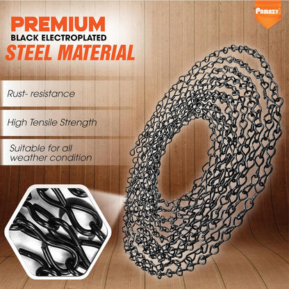 Steel Hanging Chain with S-Hooks Snap Hooks Ceiling Hooks & Pliers, 33LBS Load Capacity, Adjustable Length