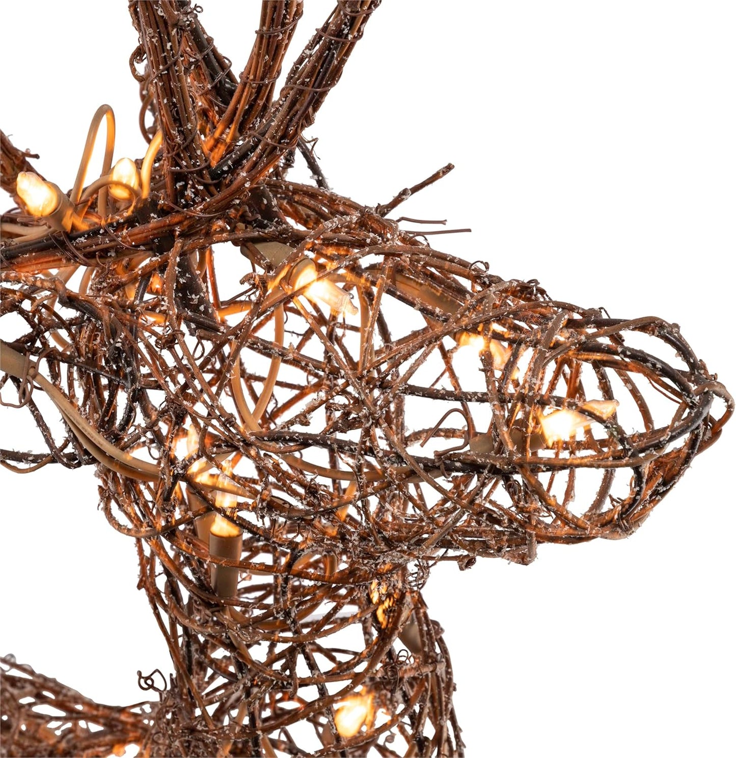 35" Tall Outdoor Rattan Reindeer Lawn Decoration with 50 White LED Lights Indoor/Outdoor
