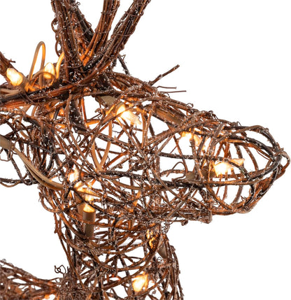 35" Tall Outdoor Rattan Reindeer Lawn Decoration with 50 White LED Lights Indoor/Outdoor